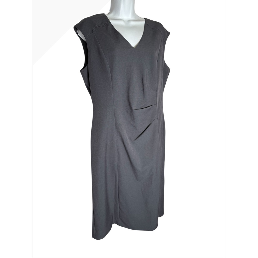 Ellen Tracy Dress Size 14 Gray Career Sheath‎ Dress with Ruching PERFECT 🩶🩶
